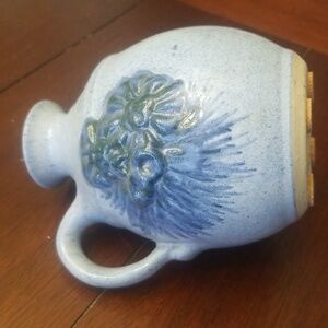 Dekrech pottery made in Minn St Paul, blue vase with flower.  No chips or cracks